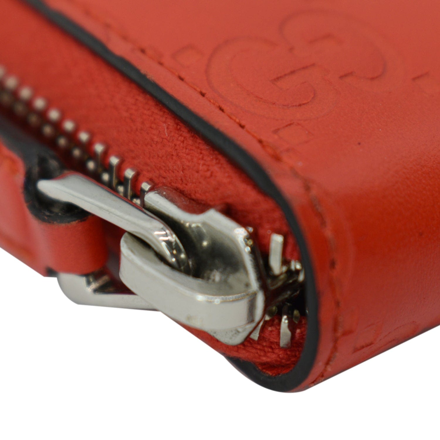 GUCCI Gucci Leather Zip Around Wallet Red 255452