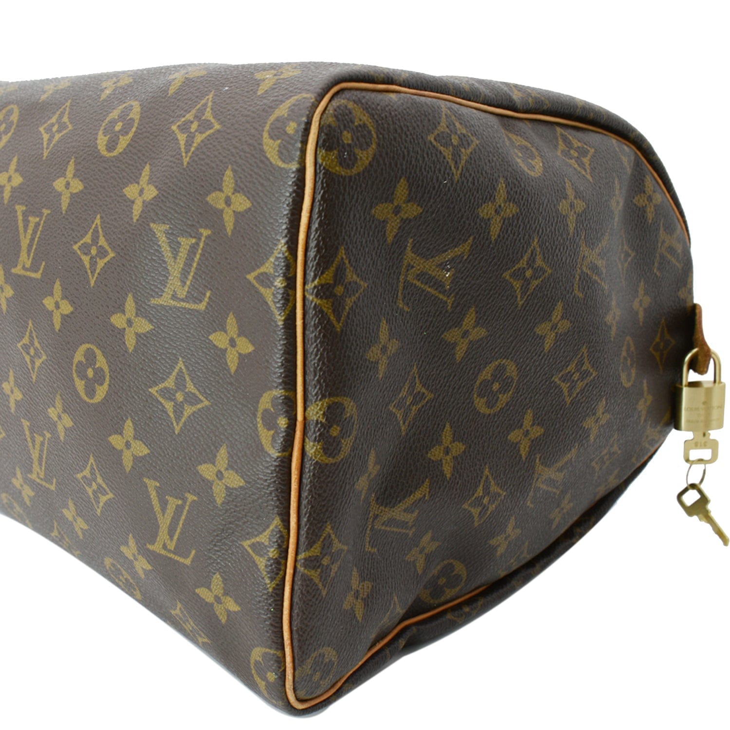 LOUIS VUITTON Speedy 40 Monogram Canvas Satchel Bag Brown
