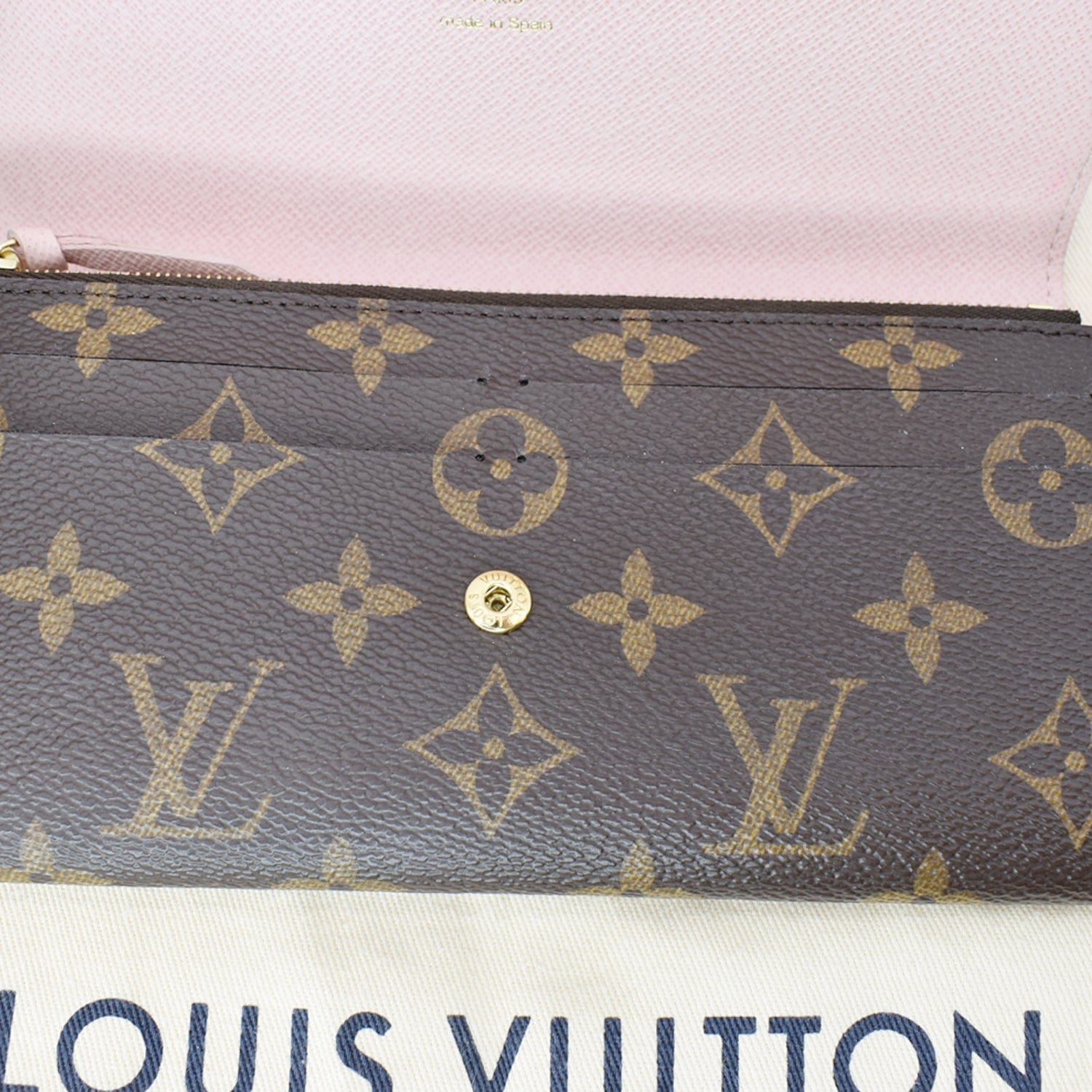 LOUIS VUITTON Emilie Monogram Canvas Wallet Rose Ballerine