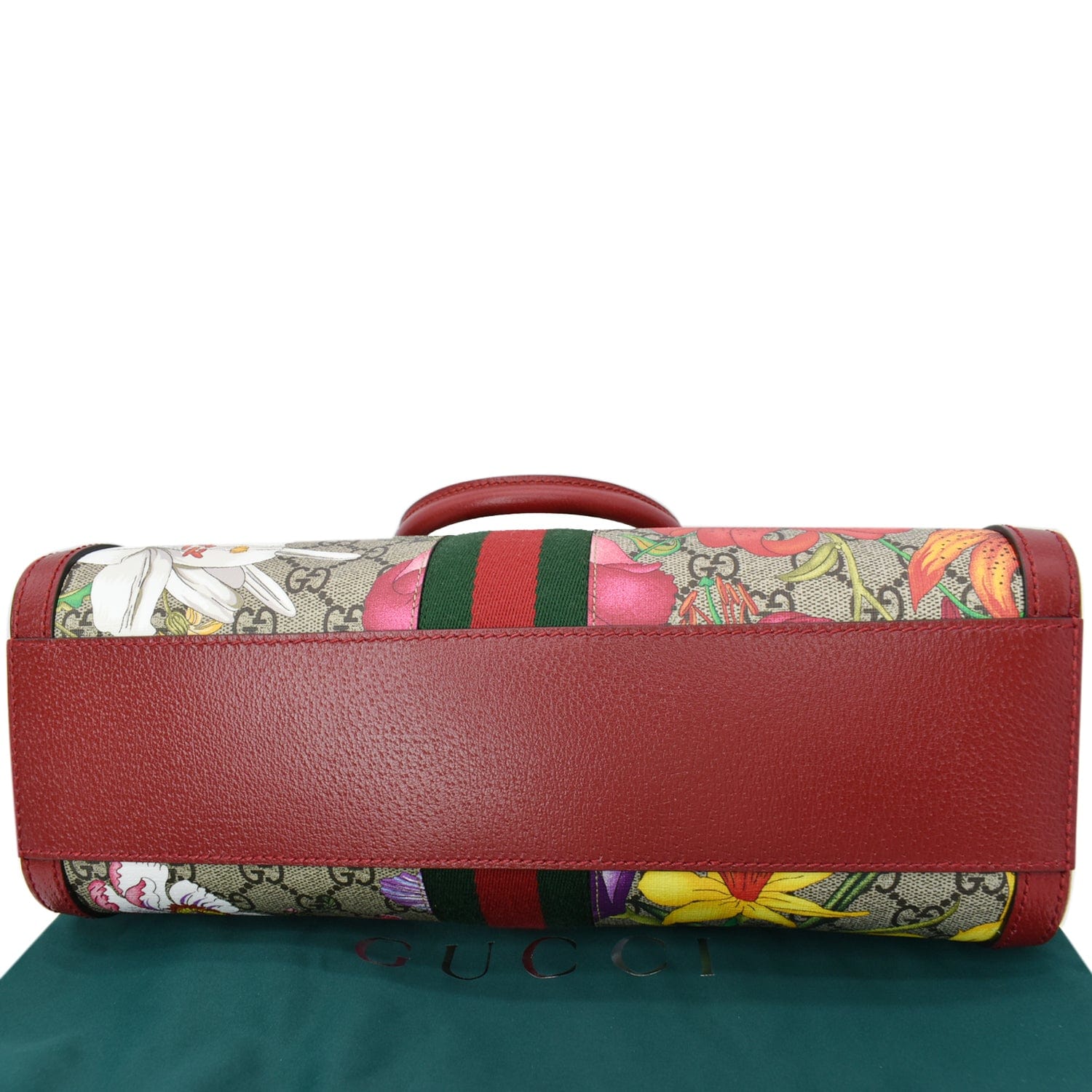 GUCCI Ophidia Flora Web Gucci Supreme Canvas Top Handle Shoulder Bag Red 524532
