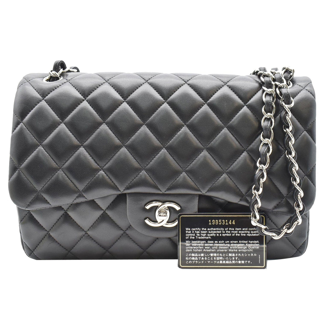 Chanel Classic Jumbo Double Flap  Leather Shoulder Bag Black