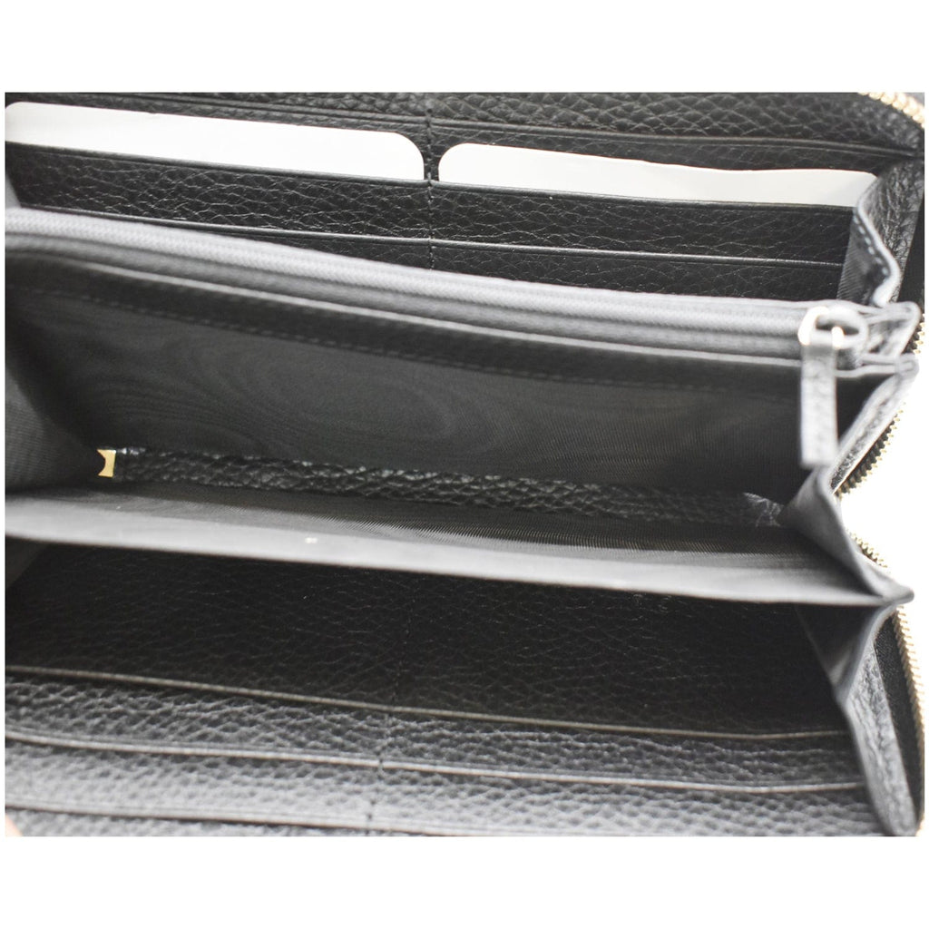 GUCCI Soho Zip Around Pebbled  Leather Wallet Black 598187