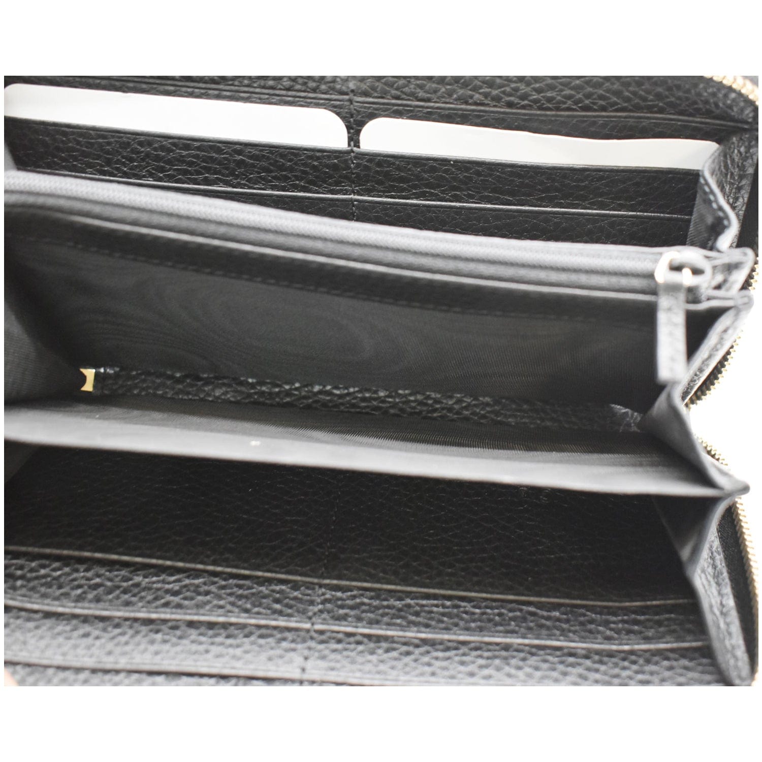GUCCI Soho Zip Around Pebbled  Leather Wallet Black 598187