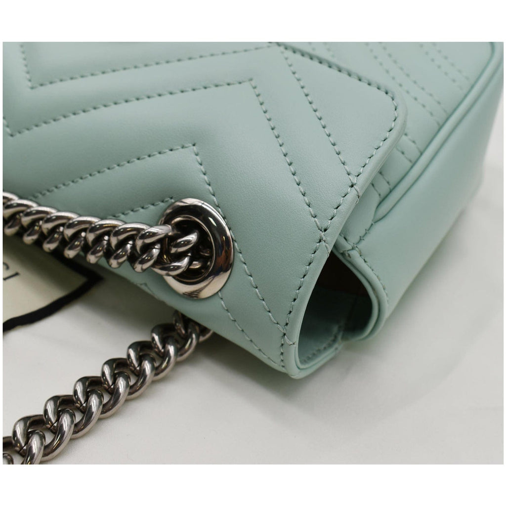 GUCCI Gucci Marmont Mini Matelasse Leather Crossbody Bag Bright Green 446744