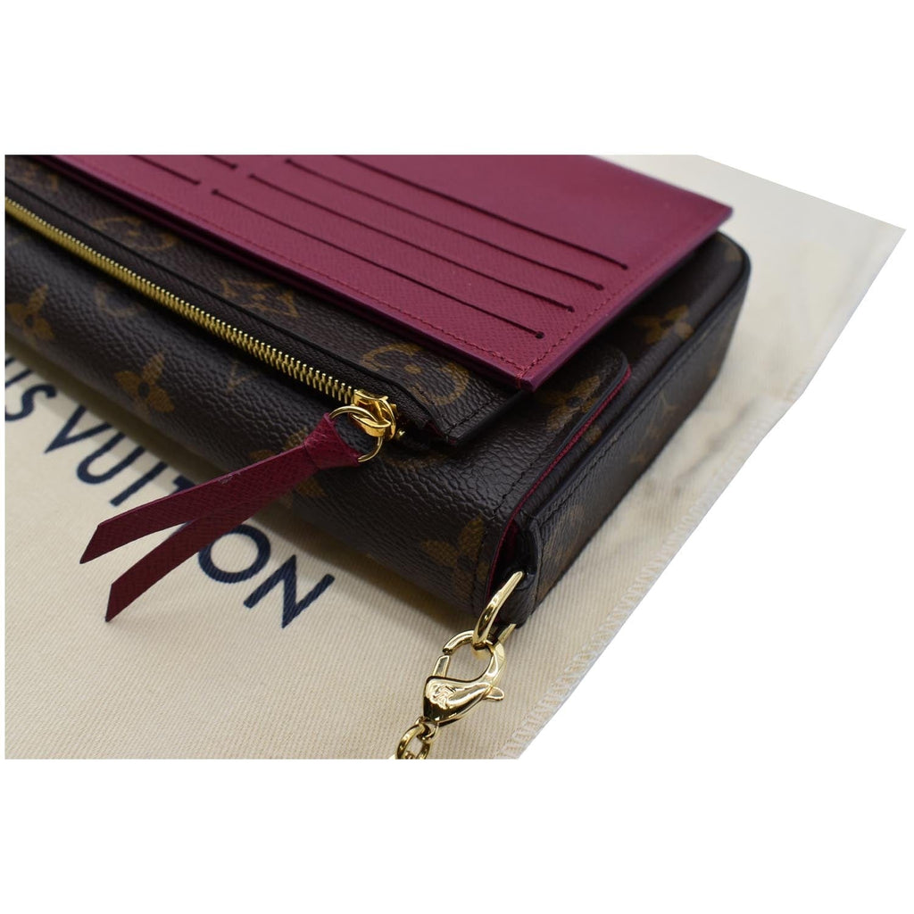 LOUIS VUITTON Felicie Monogram Canvas Pochette Crossbody Bag Brown