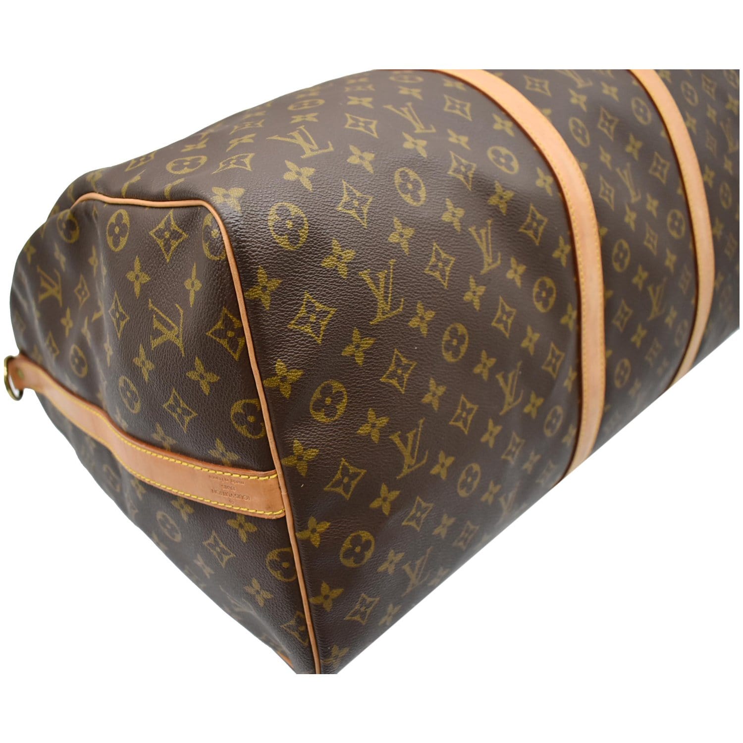 LOUIS VUITTON Keepall 60 Bandouliere Monogram Canvas Travel Bag Brown