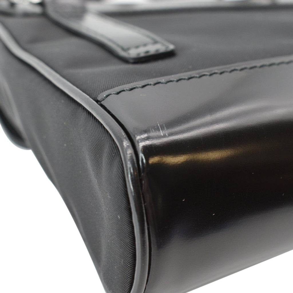 PRADA Re-Nylon Leather Shoulder Bag Black