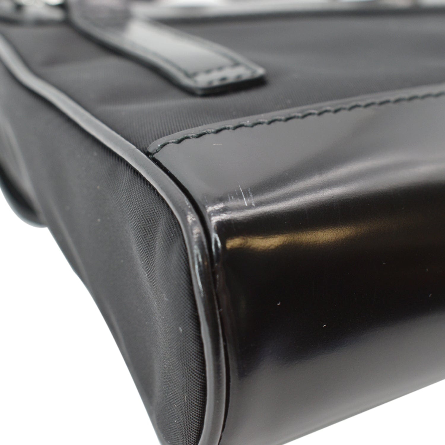 PRADA Re-Nylon Leather Shoulder Bag Black