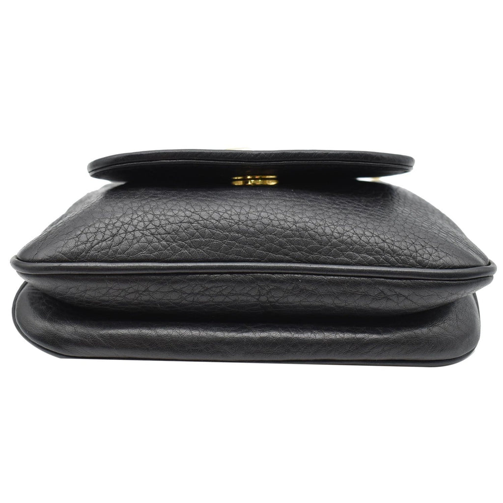 GUCCI Small 1973 Pebbled Leather Chain Crossbody Bag Black 251821