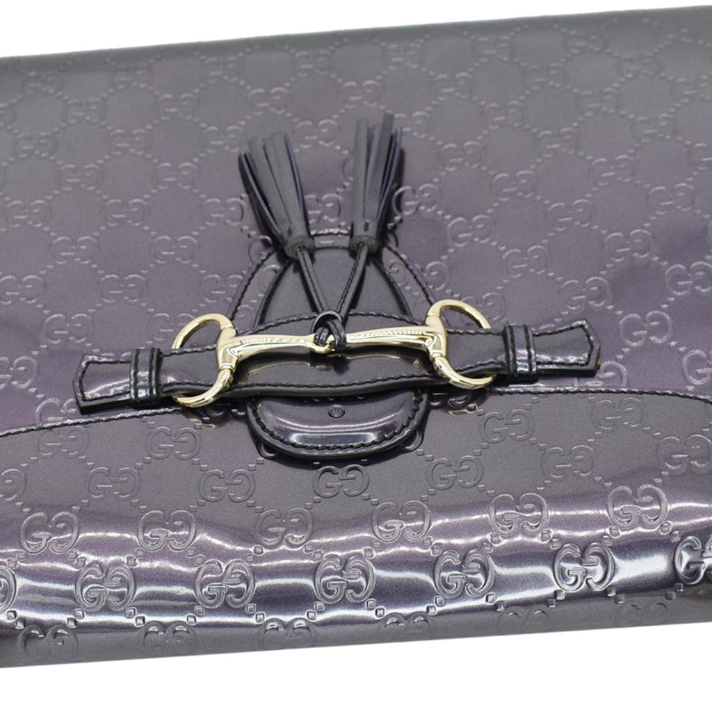 GUCCI Emily Large Guccissima New 1:1 Rep Leather Shoulder Bag Dark Violet 295403