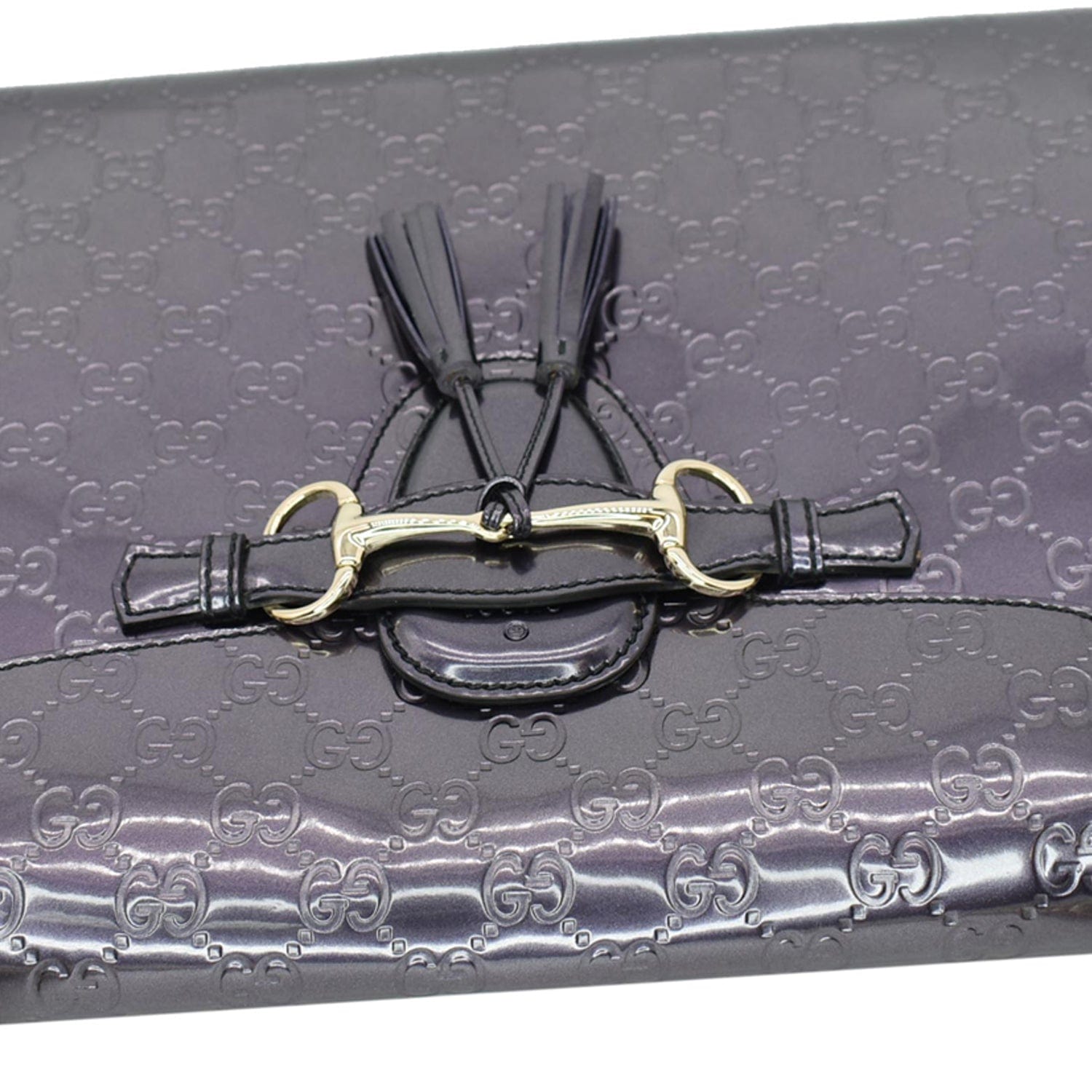 GUCCI Emily Large Guccissima New 1:1 Rep Leather Shoulder Bag Dark Violet 295403