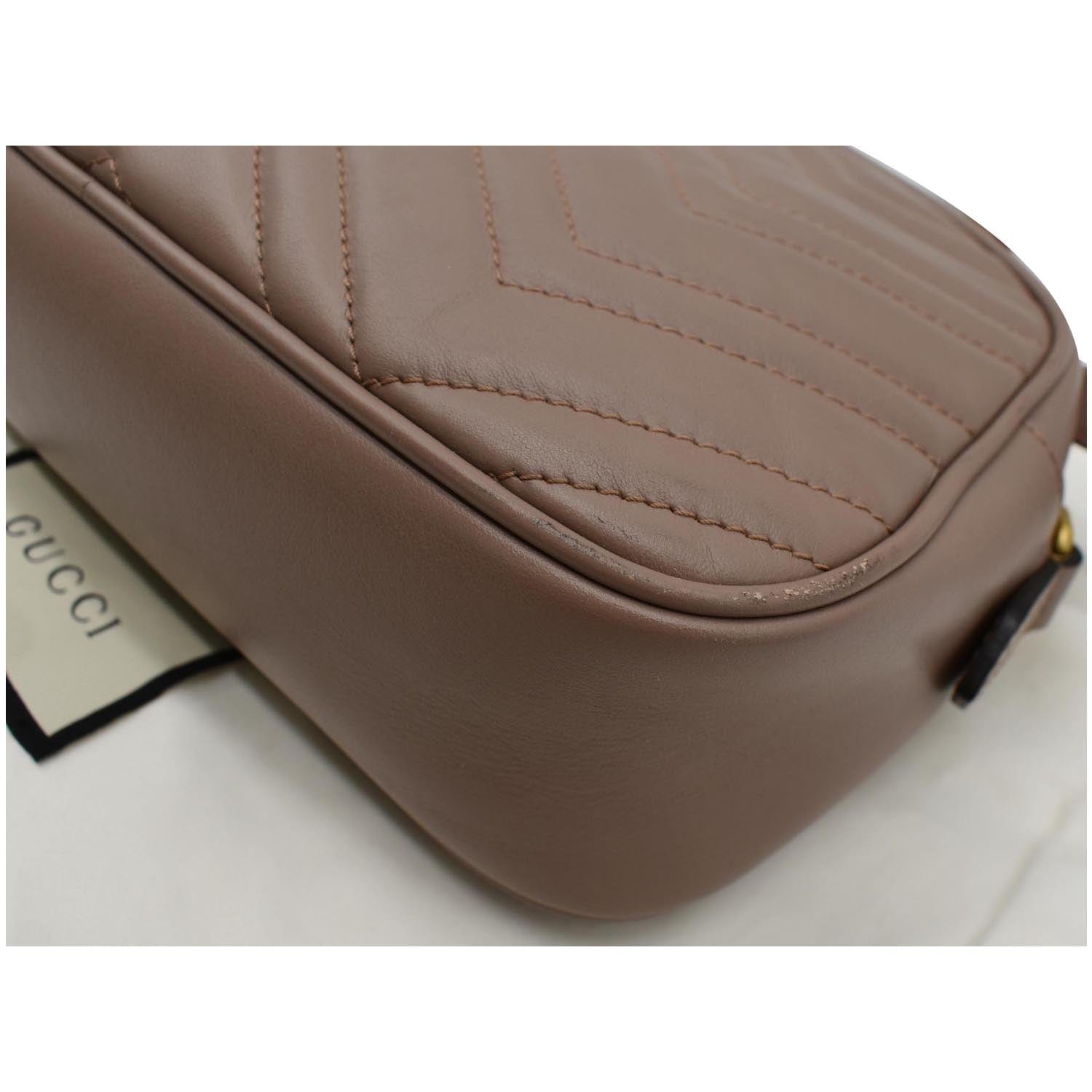 GUCCI Gucci Marmont Small Matelasse Leather Crossbody Bag Taupe 447632