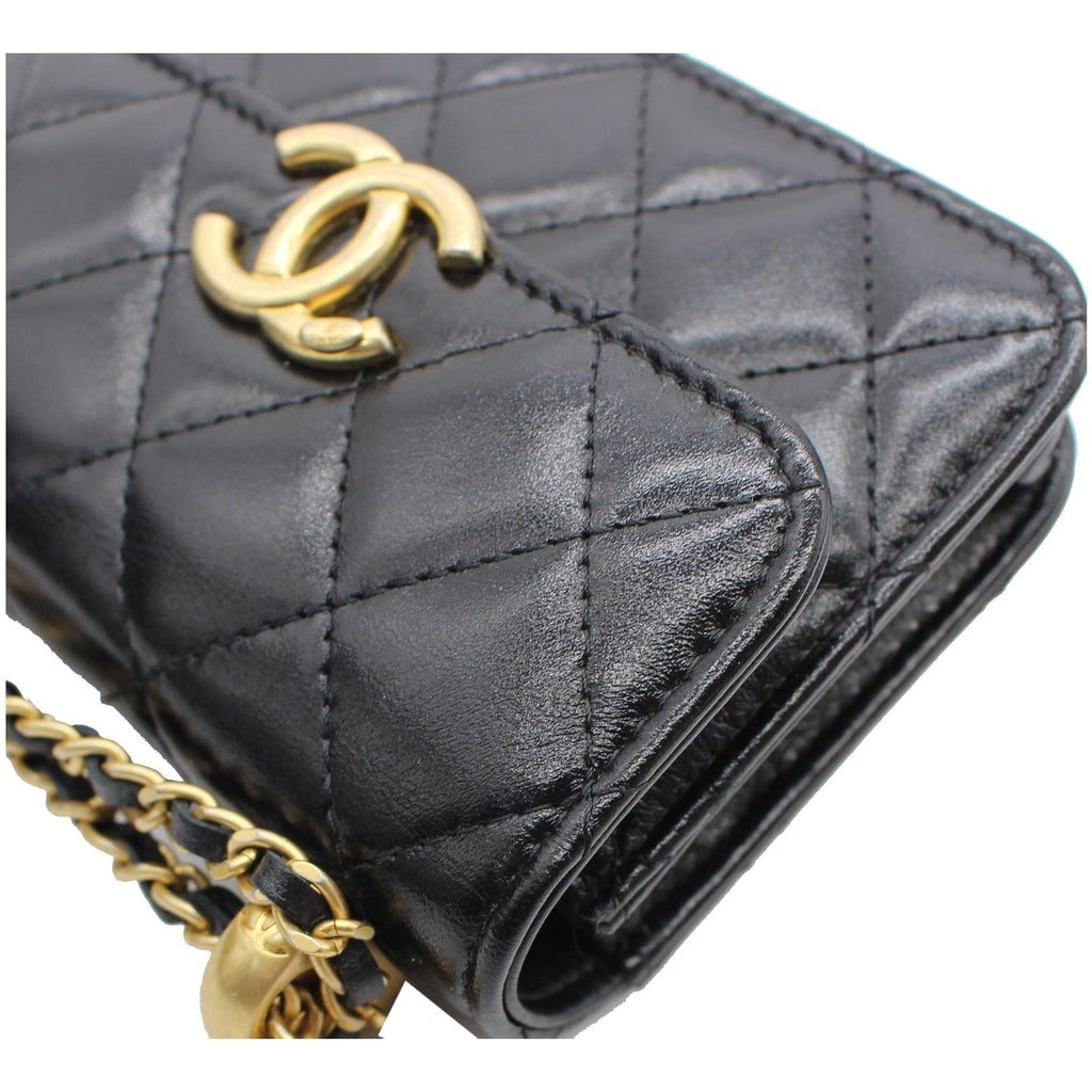 Chanel 21A Mini Flap Coin Leather Purse Crossbody Bag Black