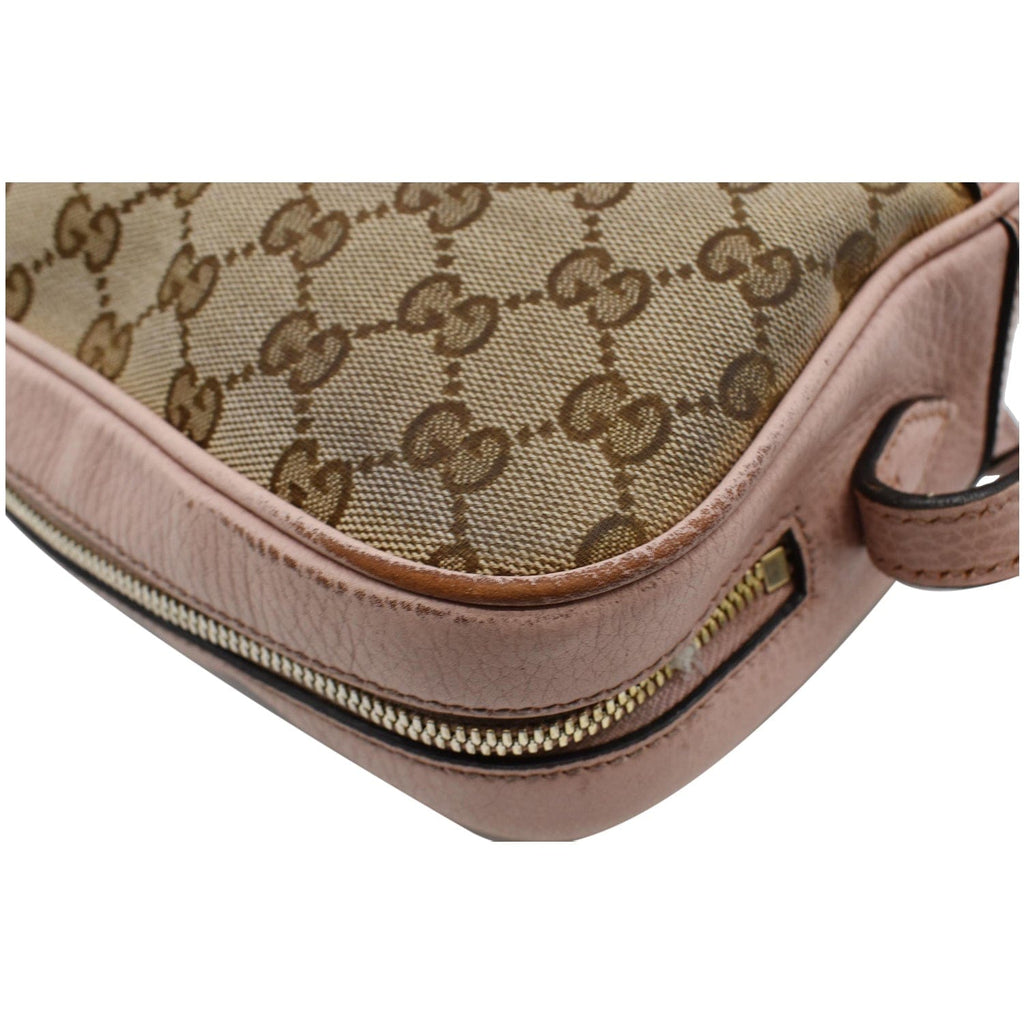 GUCCI Bree Gucci Canvas Leather Crossbody Bag Pink 449413
