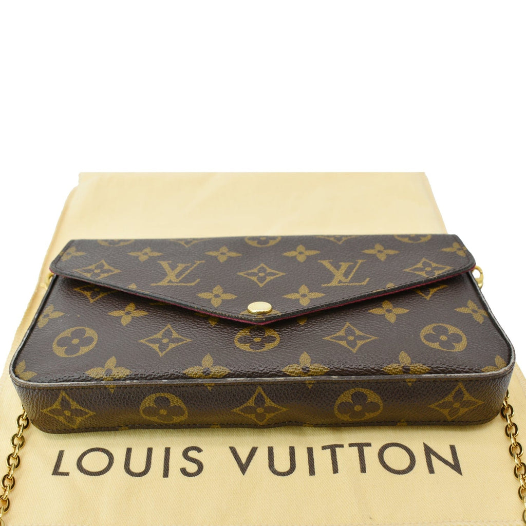 LOUIS VUITTON Felicie Monogram Canvas Pochette Crossbody Bag Brown