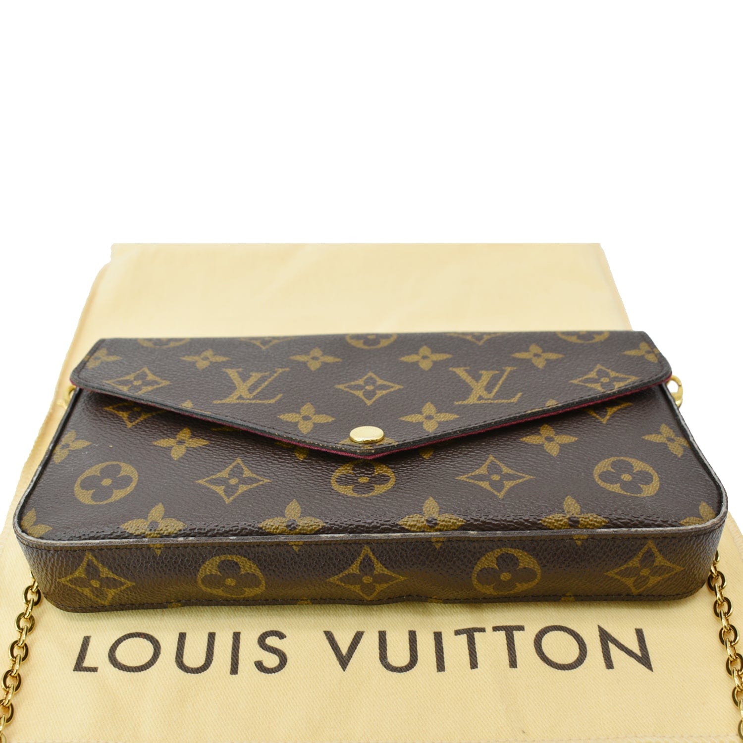 LOUIS VUITTON Felicie Monogram Canvas Pochette Crossbody Bag Brown