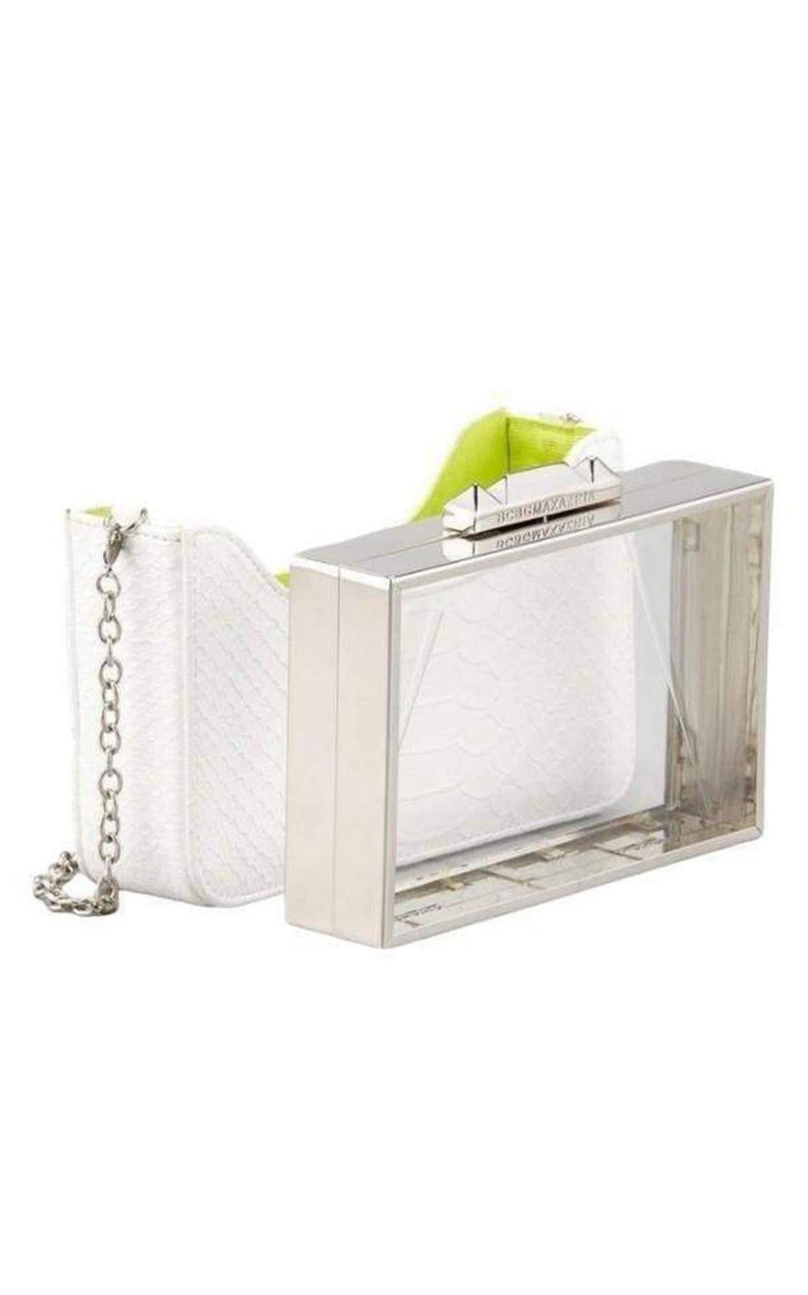Crawford Lucite White Clutch with Shell