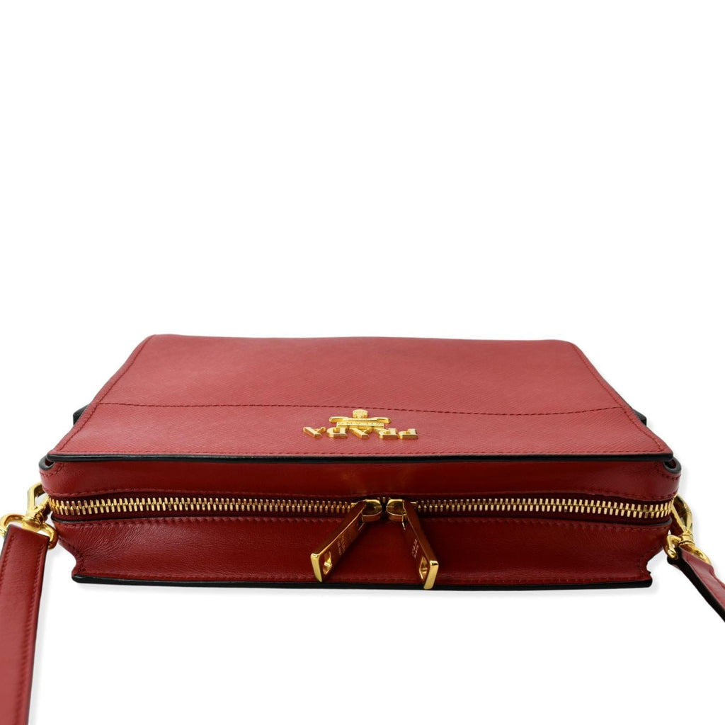 PRADA Saffiano City  Esplanade Crossbody Bag Red