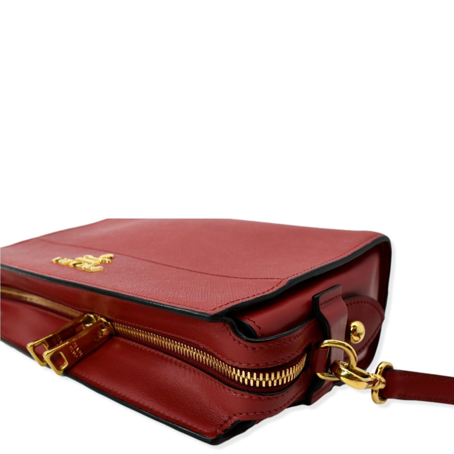 PRADA Saffiano City  Esplanade Crossbody Bag Red