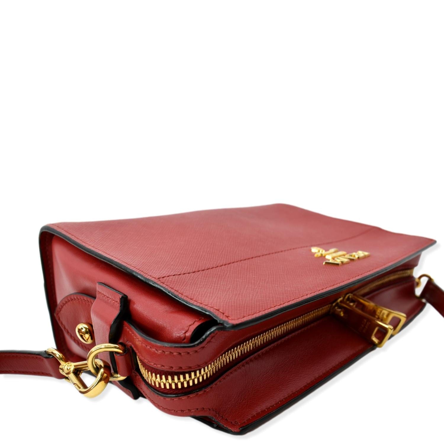 PRADA Saffiano City  Esplanade Crossbody Bag Red