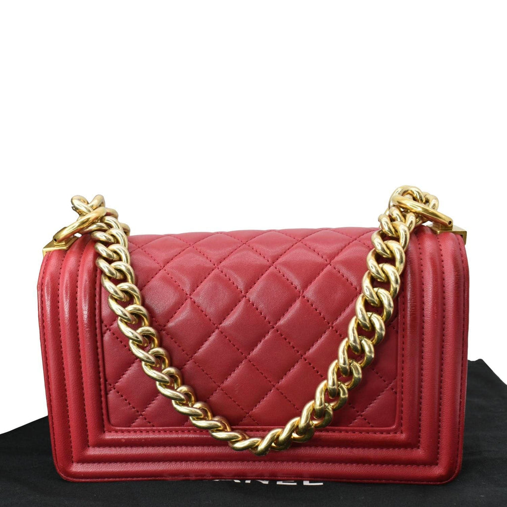 Chanel Le Boy Small  Leather Shoulder Bag Red