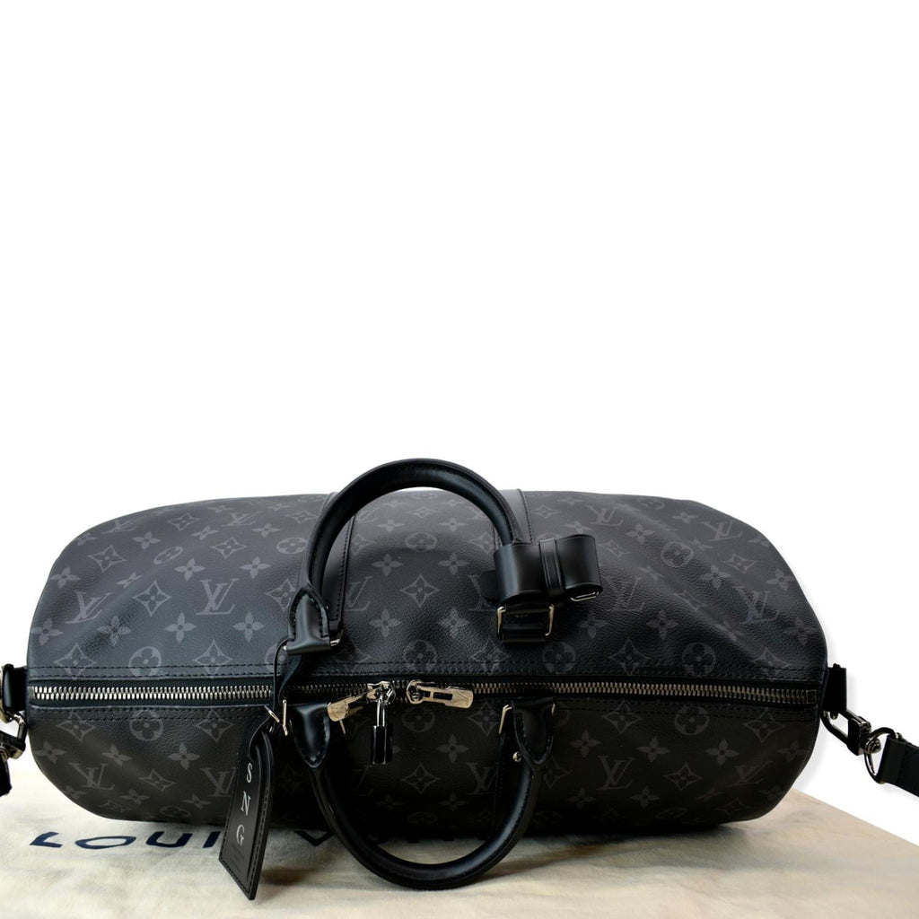 LOUIS VUITTON Keepall 45 Bandouliere Monogram Eclipse Travel Bag Black