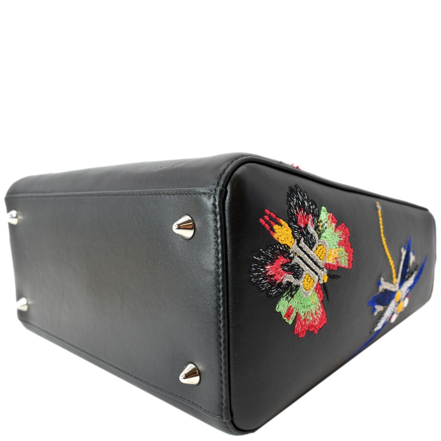CHRISTIAN DIOR Lady Dior Embroidered  Shoulder Bag Black