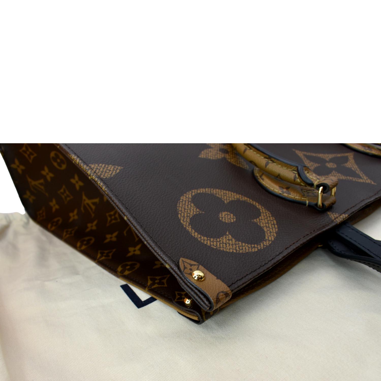 LOUIS VUITTON Onthego GM Giant Monogram Canvas Tote Shoulder Bag Brown