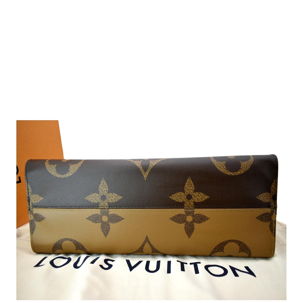 LOUIS VUITTON Onthego GM Giant Monogram Canvas Tote Shoulder Bag Brown