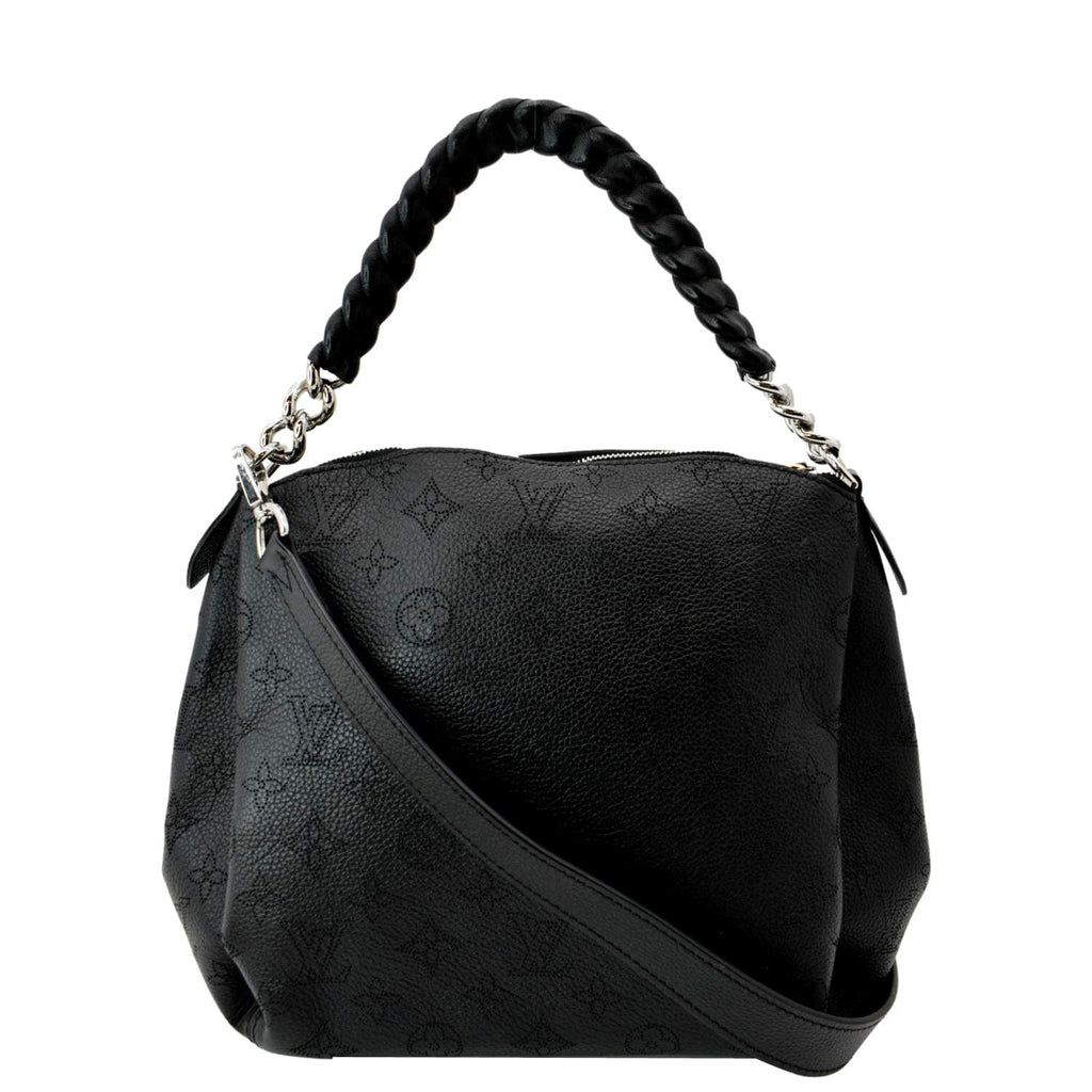 LOUIS VUITTON Babylone Monogram Mahina Leather Chain Shoulder Bag Black