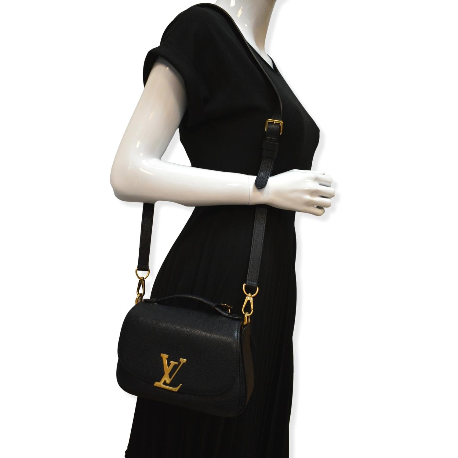 LOUIS VUITTON Vivienne NM Grained  Leather Shoulder Bag Black- sold