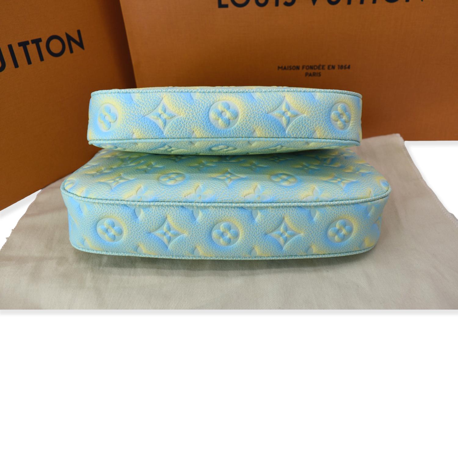 LOUIS VUITTON Multi Pochette Accessoires Monogram Empreinte Shoulder Bag Vert d'eau