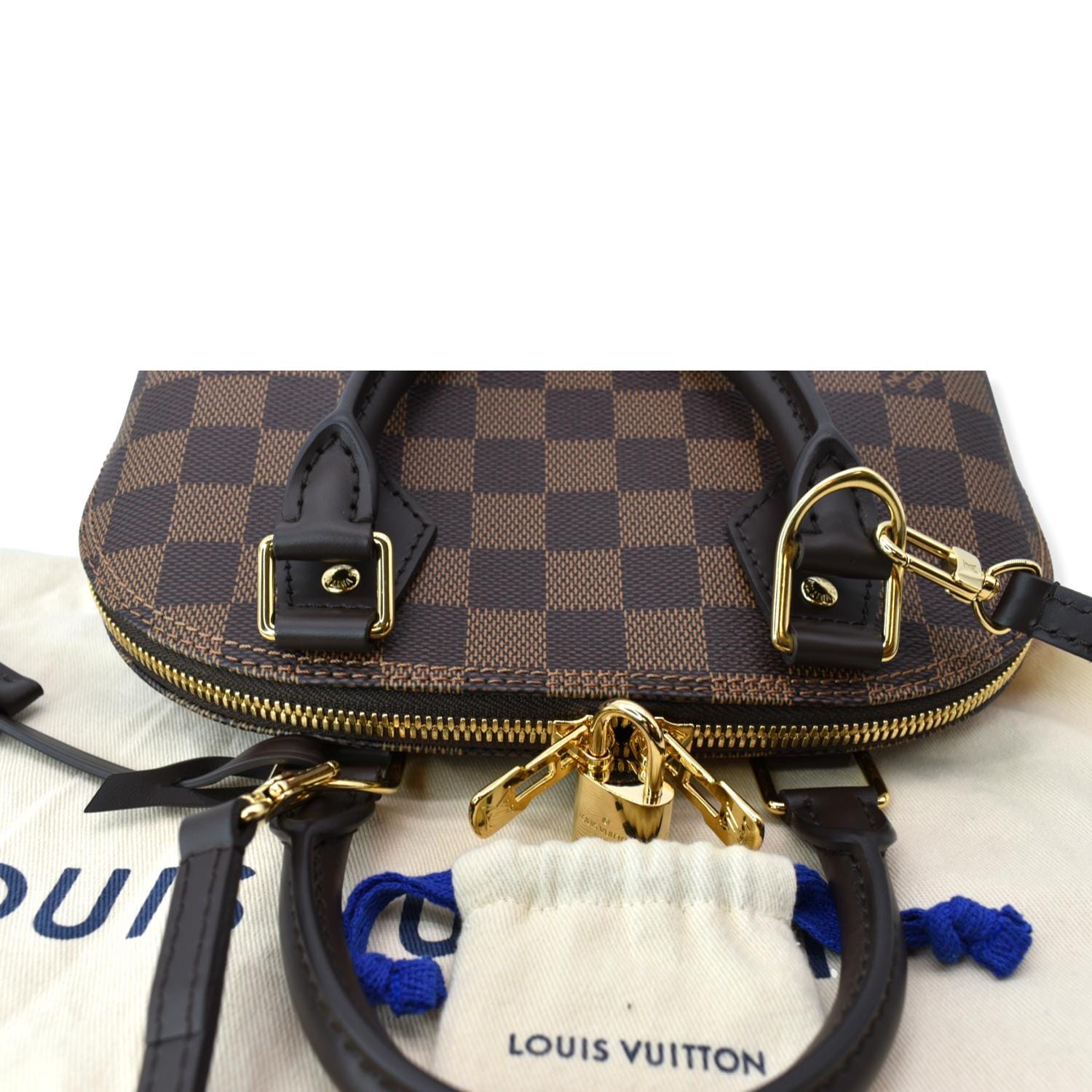 LOUIS VUITTON Alma BB Damier Ebene Satchel Crossbody Bag Brown