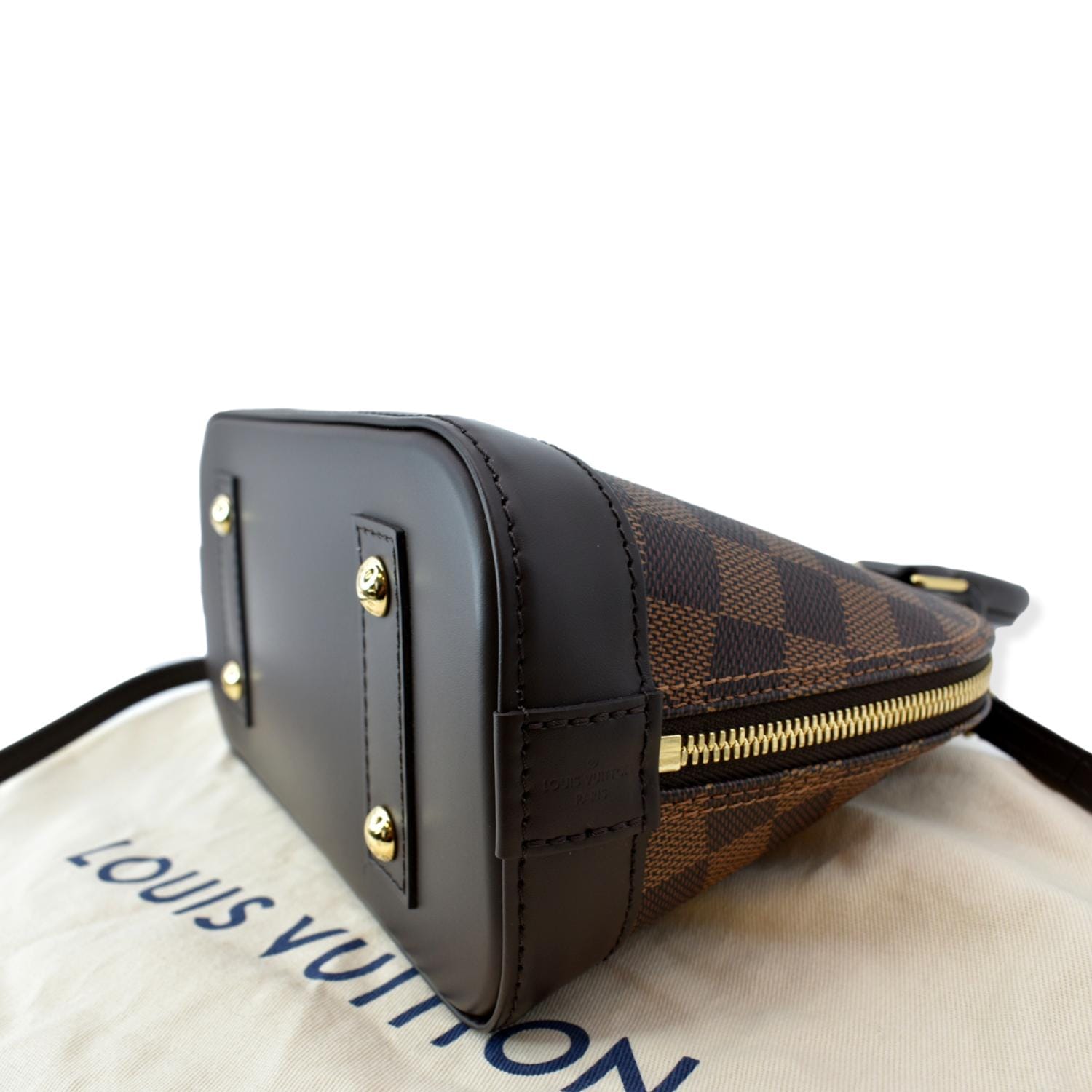 LOUIS VUITTON Alma BB Damier Ebene Satchel Crossbody Bag Brown