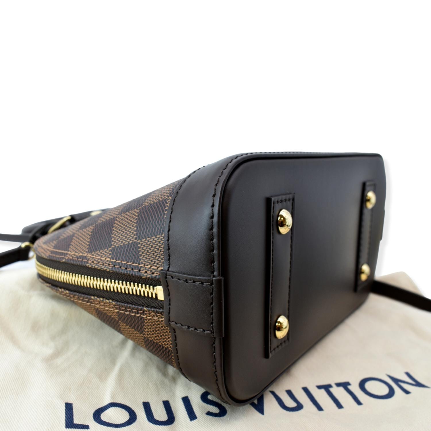 LOUIS VUITTON Alma BB Damier Ebene Satchel Crossbody Bag Brown