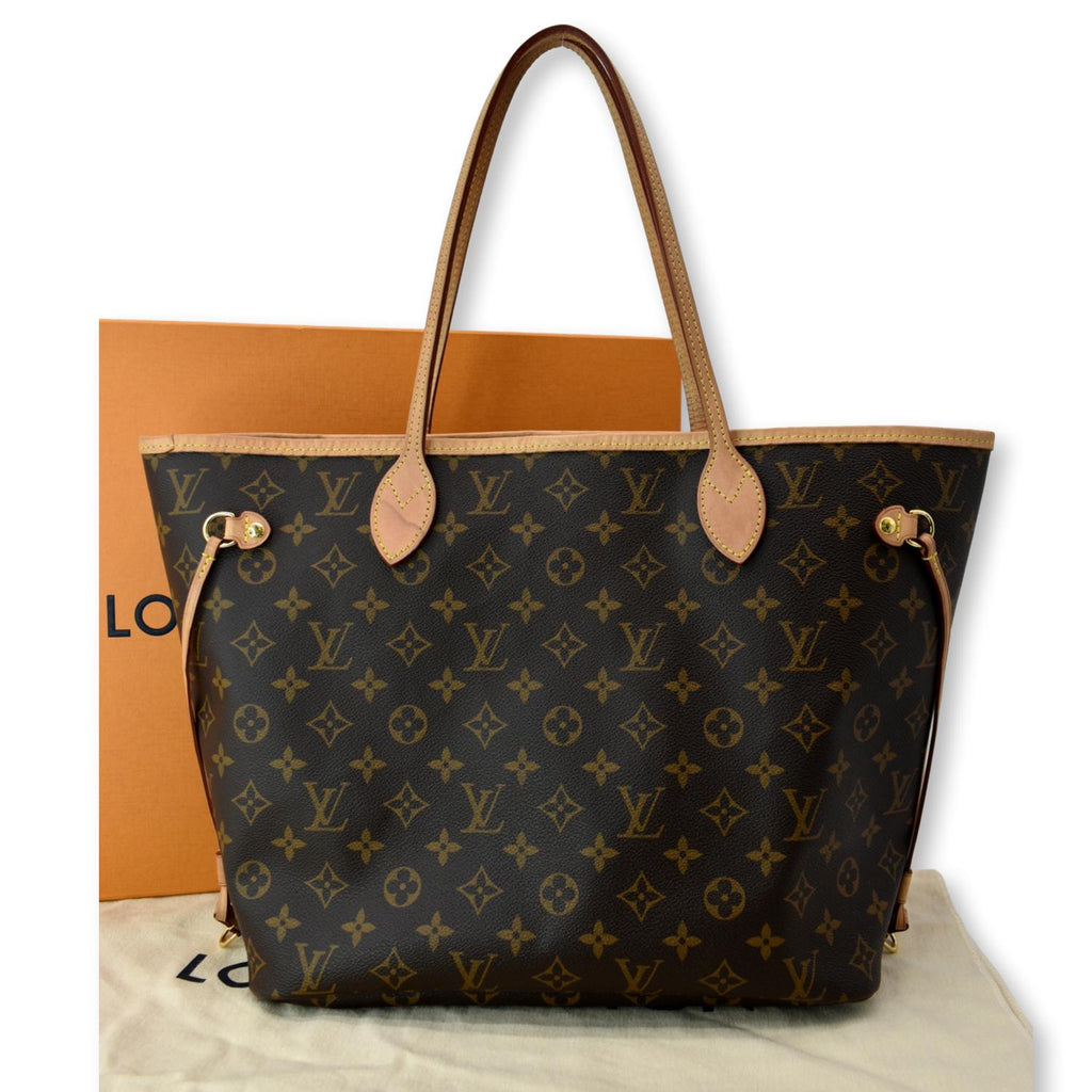 LOUIS VUITTON Neverfull MM Monogram Canvas Tote Bag Brown