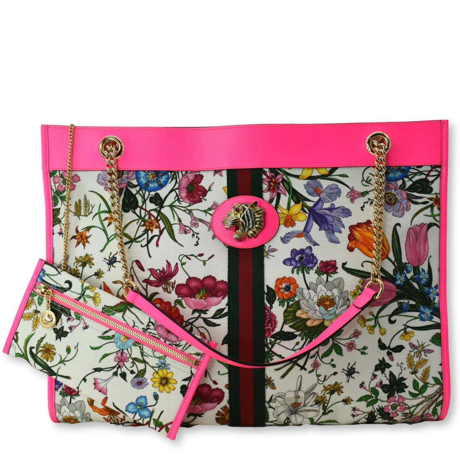 GUCCI Floral Rajah Large Canvas Leather Tote Bag Multicolor 537219