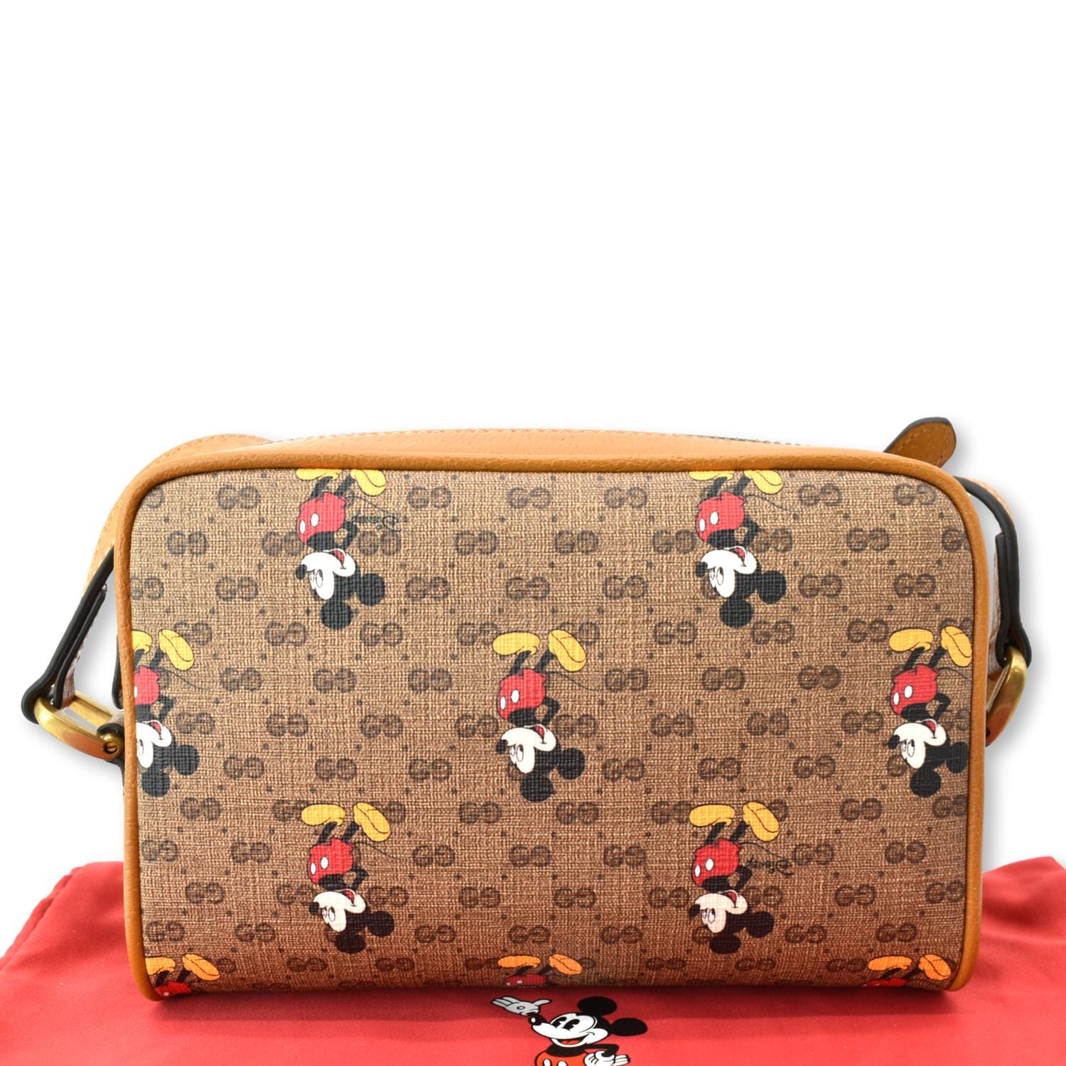 GUCCI x Disney Mickey Mo Gucci Supreme Coated Canvas Crossbody Bag Brown 602536