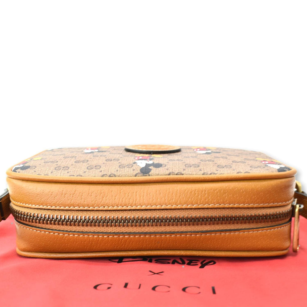 GUCCI x Disney Mickey Mo Gucci Supreme Coated Canvas Crossbody Bag Brown 602536