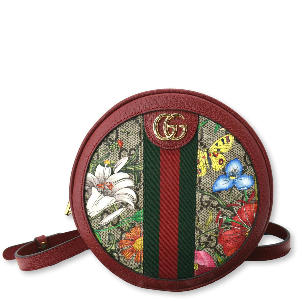 GUCCI Ophidia Gucci Floral Mini Supreme Backpack Bag Red 598661