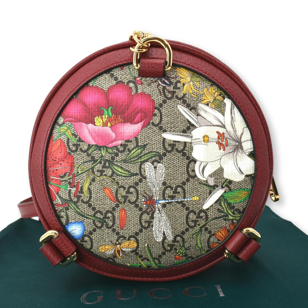 GUCCI Ophidia Gucci Floral Mini Supreme Backpack Bag Red 598661