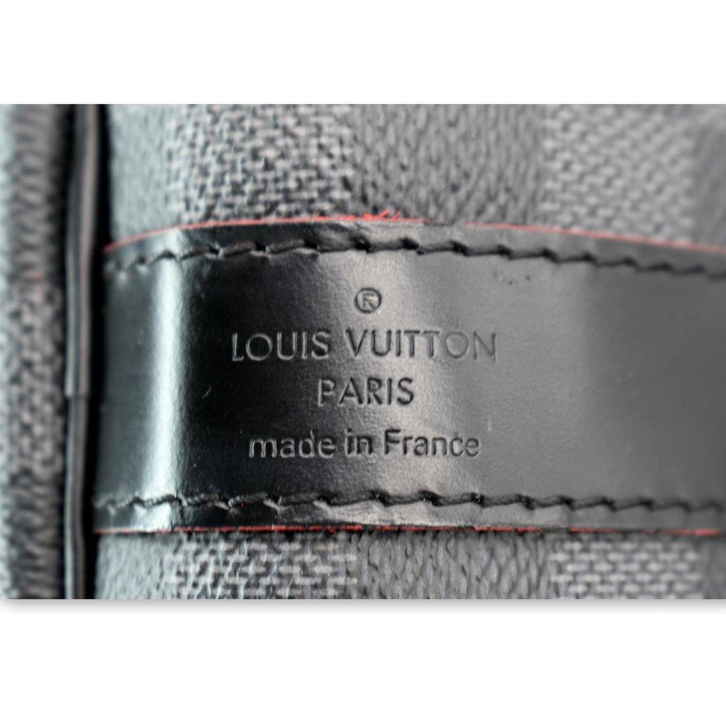 LOUIS VUITTON Keepall 55 Damier Graphite Bandouliere Travel Bag Black