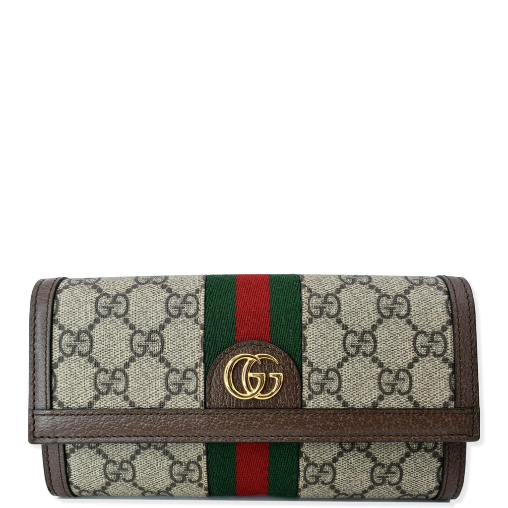 GUCCI Ophidia Gucci Continental Supreme Canvas Wallet Beige 523153