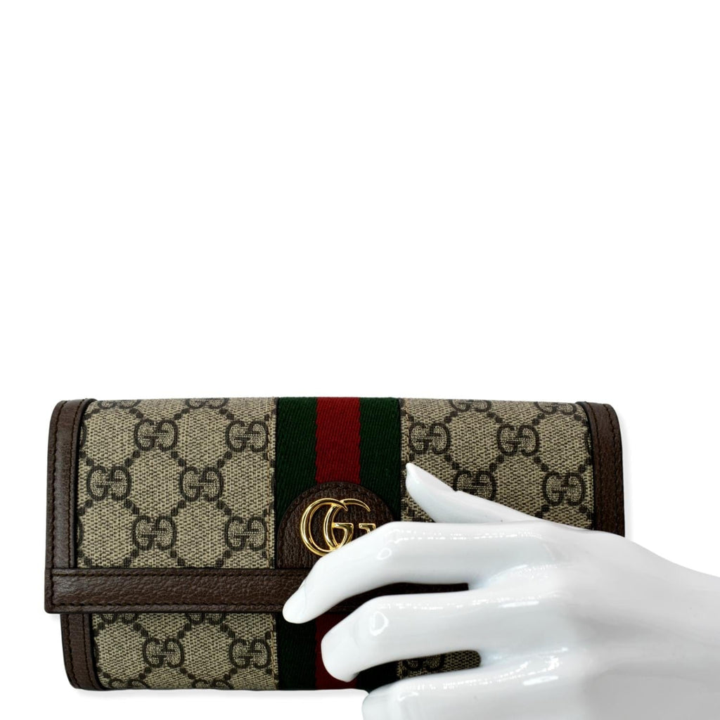 GUCCI Ophidia Gucci Continental Supreme Canvas Wallet Beige 523153