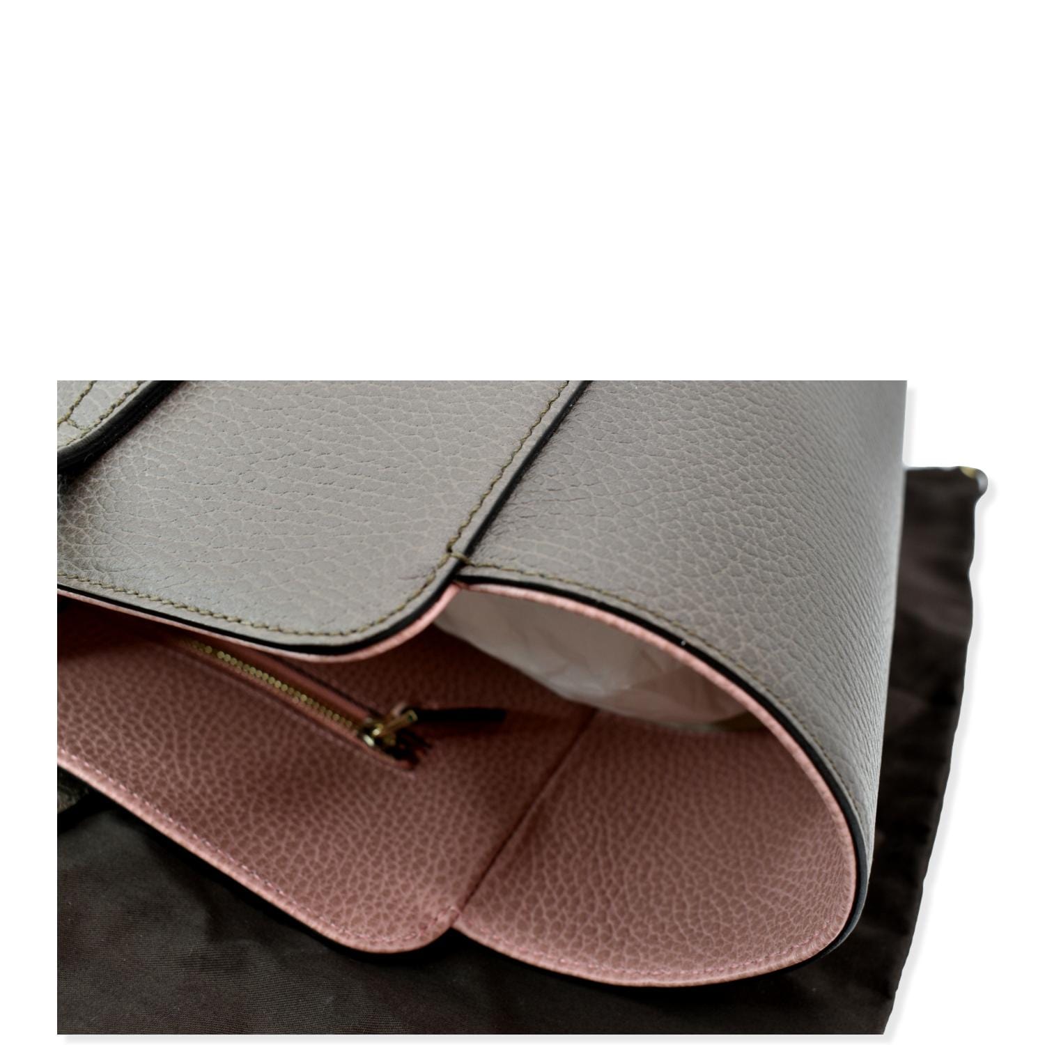 GUCCI Swing Medium Pebbled Leather Tote Bag Taupe 354397