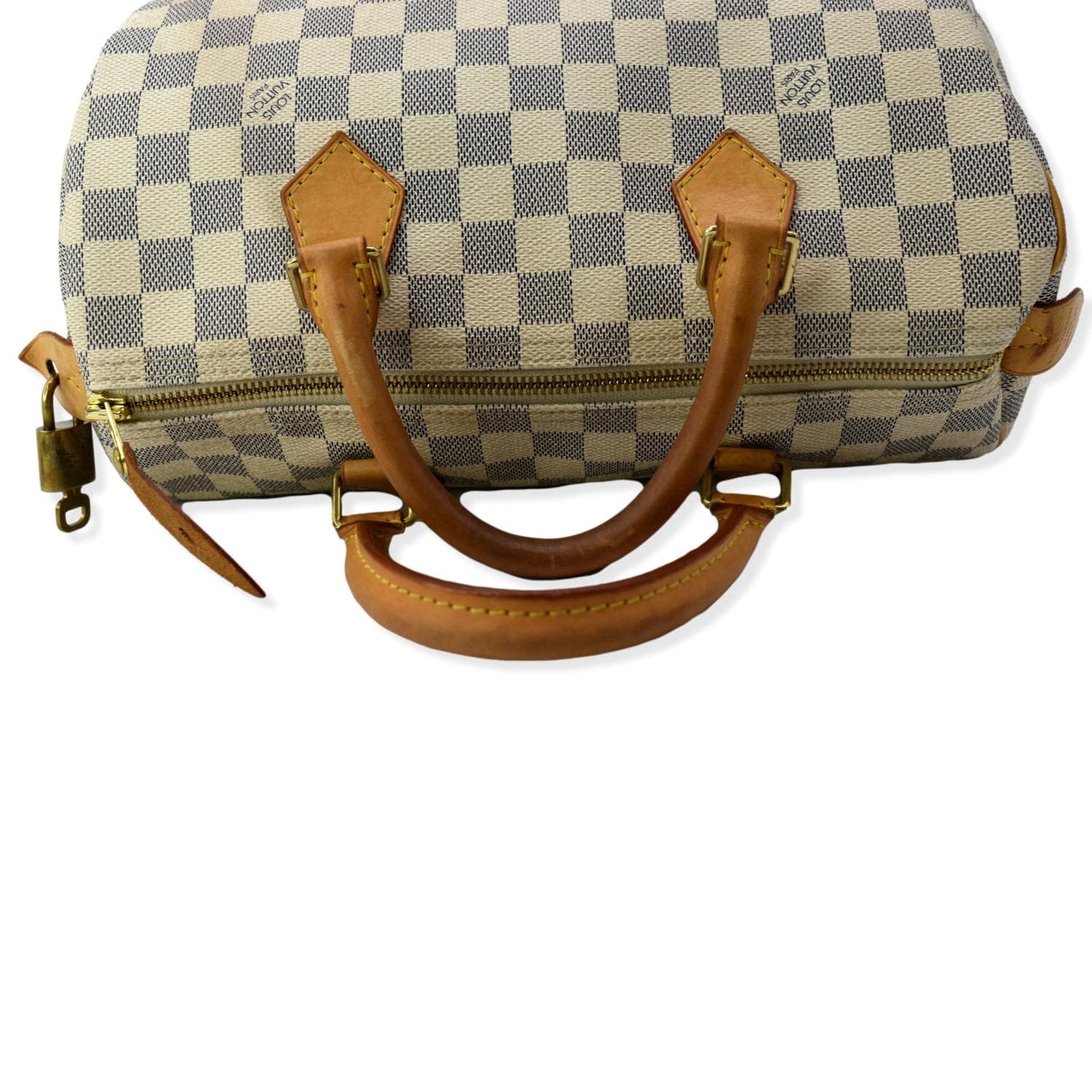 LOUIS VUITTON Speedy 30 Damier Azur Satchel Bag White