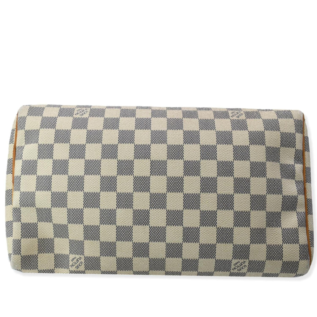 LOUIS VUITTON Speedy 30 Damier Azur Satchel Bag White
