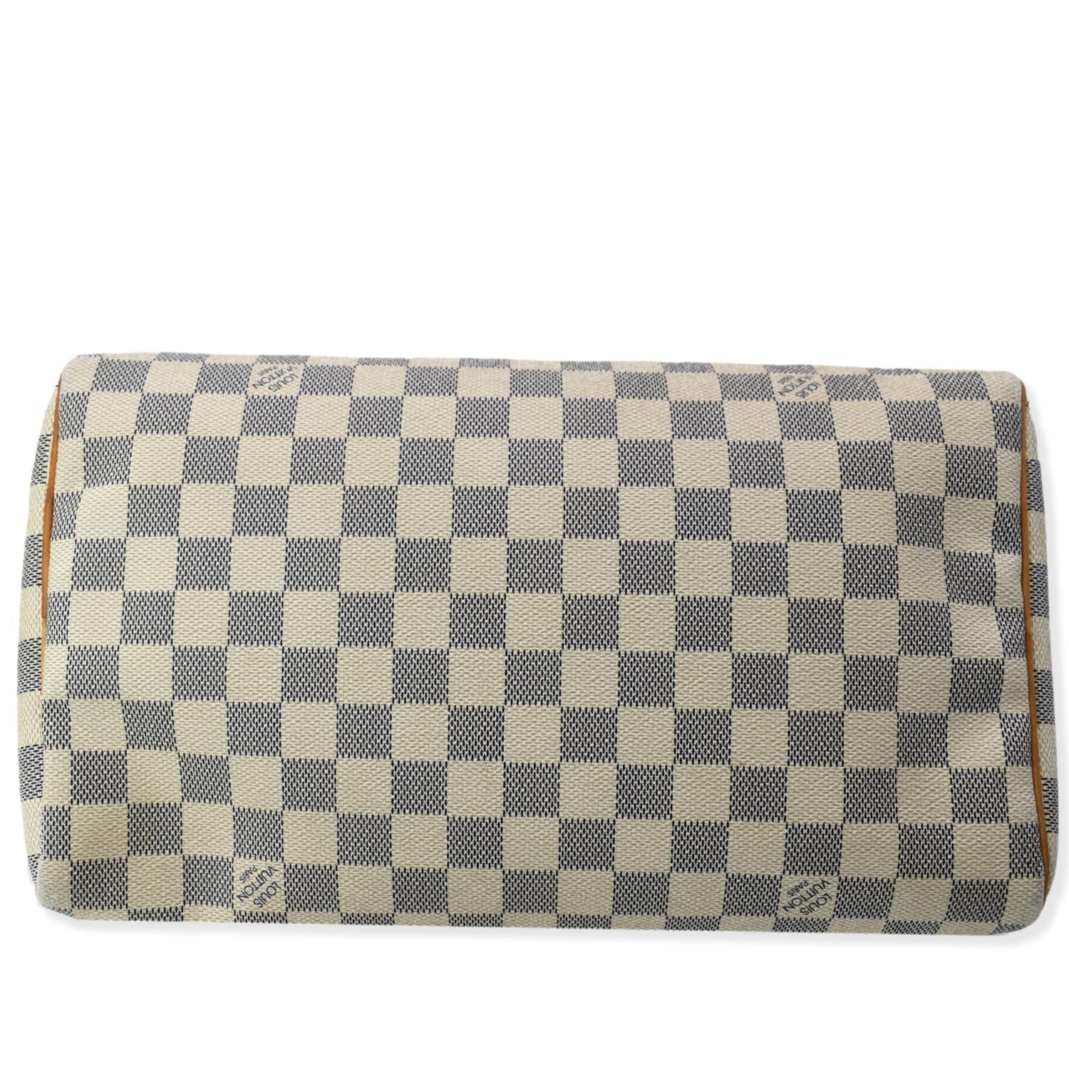 LOUIS VUITTON Speedy 30 Damier Azur Satchel Bag White