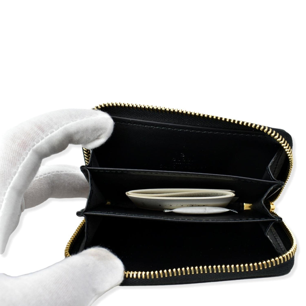 GUCCI Logo Leather Zip Around Card Case Wallet Black 547597