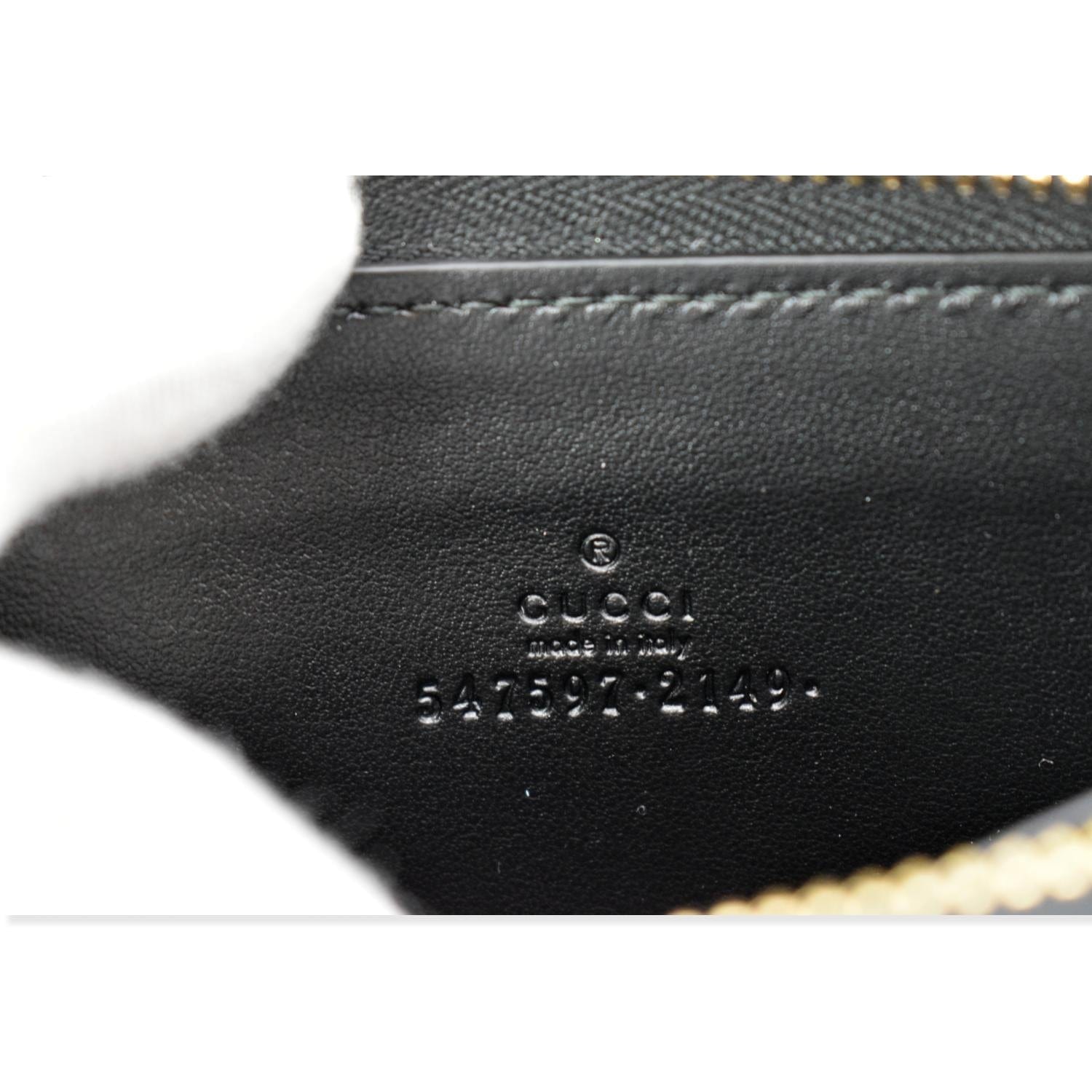 GUCCI Logo Leather Zip Around Card Case Wallet Black 547597